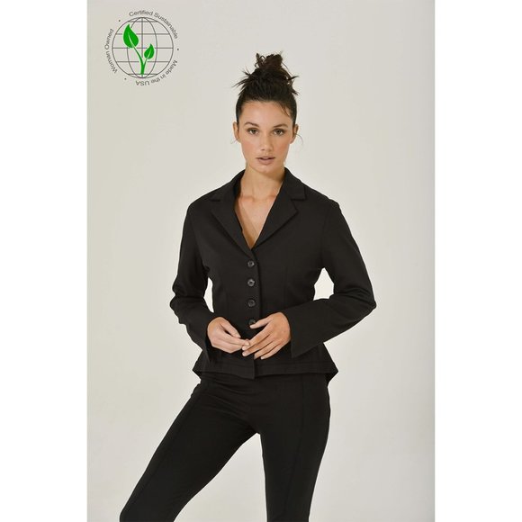 Black Peplum Jacket with Slit Sleeves | Eco-Friendly | Vintage Inspired | NWT - Picture 2 of 13